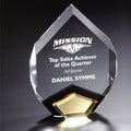 7" x 9" ARROW SHAPE CLEAR ACRYLIC AWARD WITH GOLD MIRROR BASE