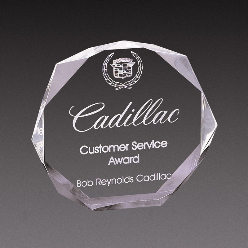 7 INCH X 7 INCH X 1 INCH CORPORATE CLEAR ACRYLIC OCTAGON SHAPE AWARD