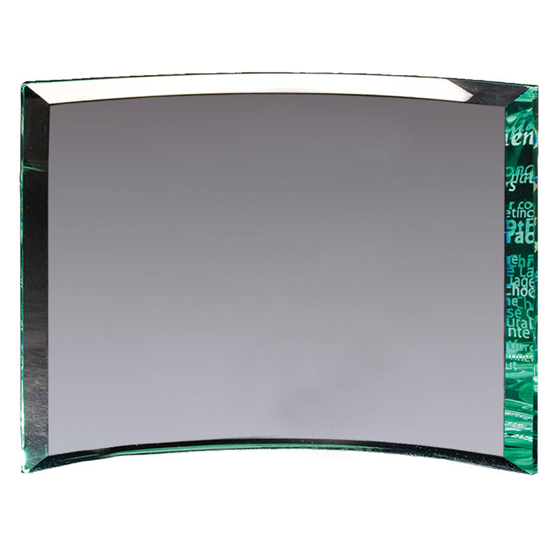7 INCH x 9 INCH x 3/4 INCH PREMIUM GLASS CURVED AWARD JADE COLOR BEVELED EDGE
