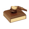 4 1/2" x 4 1/2" Walnut Gavel Sounding Block with Gold Plate for Personalization (Gavel Sold Separately)