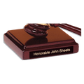 4 1/2" x 4 1/2" Rosewood Piano Finish Sounding Block with Black Plate for Personalization (Gavel Sold Separately)