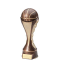 8-1/2 INCH BASKETBALL TROPHY SCULPTED HEAVY WEIGHTED ANTIQUE TWO-TONE GOLD FINISH