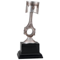 8-1/2 INCH ANTIQUE SILVER RESIN AUTO PISTON TROPHY ON BLACK BASE