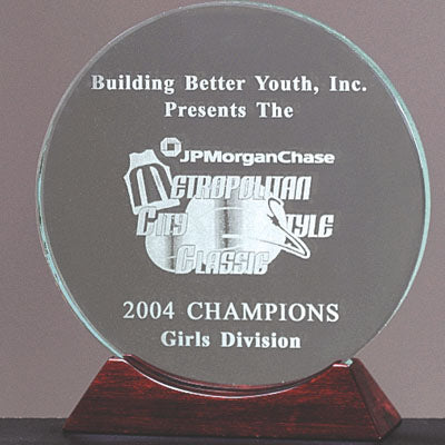 8-1/2 INCH CIRCLE JADE GLASS AWARD