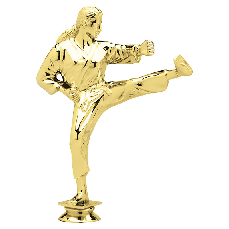 8-1/2 INCH GOLD PLASTIC FEMALE KARATE TROPHY FIGURE
