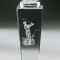 8 1/2 INCH LASER ENGRAVED CUT CRYSTAL GOLF TROPHY