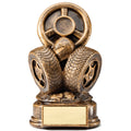 8-1/2 INCH RESIN RACING TROPHY TIRES WITH STEERING WHEEL ANTIQUE GOLD