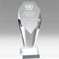 8-1/2 x 3-1/2 INCH CRYSTAL PILLAR AWARD FACETED AND BEVELED COLUMN