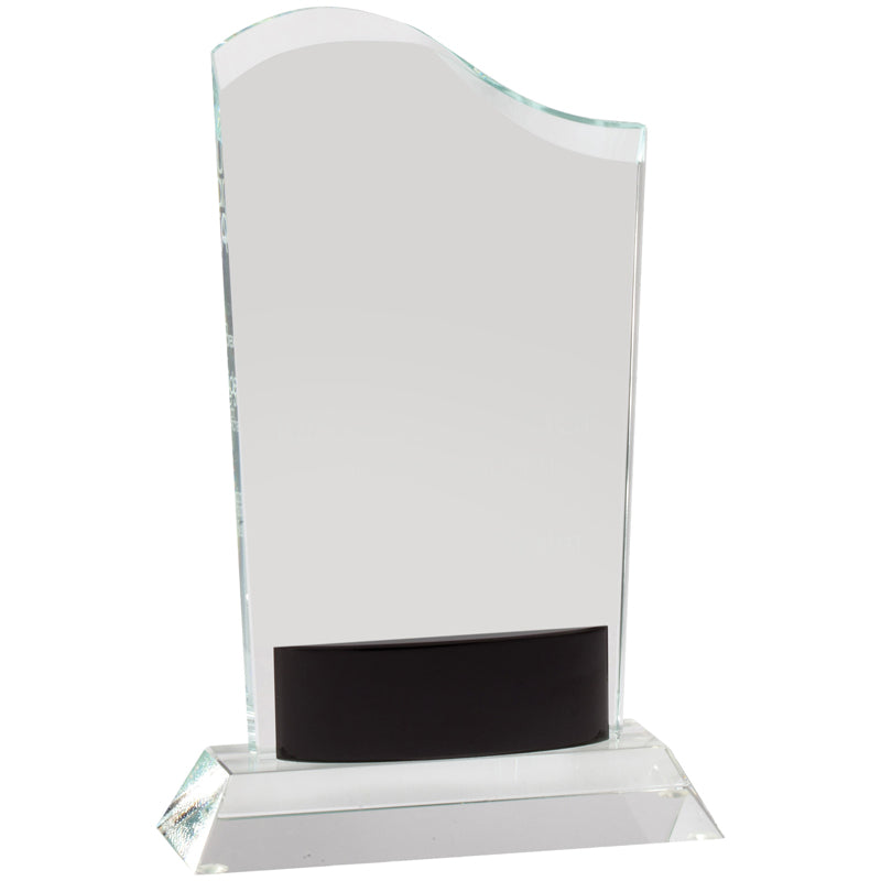8-1/2 x 5-1/2 INCHES OPTICAL CRYSTAL WAVE AWARD WITH BLACK ACCENT