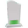8-1/2 x 5-1/2 INCHES OPTICAL CRYSTAL WAVE AWARD WITH GREEN ACCENT
