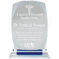 8-1/2 x 5-3/4 AURORA INCH BLUE OPTICAL CRYSTAL AWARD BLUE BASE