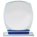 8-1/2 x 5-3/4 INCH AURORA BLUE OPTICAL CRYSTAL AWARD BLUE BASE