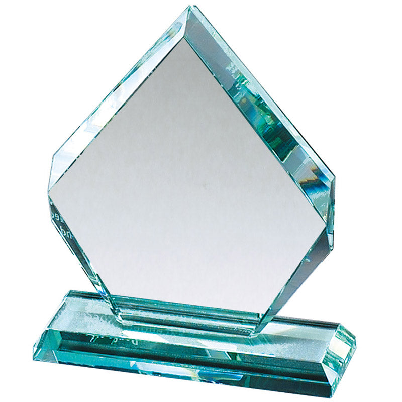 8-1/2 INCH x 6-1/2 INCH ARROWHEAD SHAPE JADE GLASS AWARD
