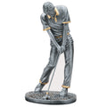 8-1/4" INCH ANTIQUE SILVER MALE GOLFER RESIN TROPHY WITH GOLD ACCENTS
