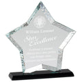 8-1/4 x 7-3/4 INCH OPTICAL CRYSTAL STAR BLACK BASE WITH PRESENTATION BOX