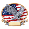 8-1/4"x 7" PAINTED RESIN AMERICAN FLAG WITH EAGLE TROPHY