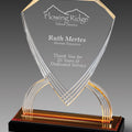 8-3/4 INCH ACRYLIC SHIELD TROPHY WITH GOLD REFLECTIVE BLACK BASE