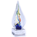8-3/4 INCH x 3 INCH  x 1 INCH  ART MULTI-COLOR GLASS SCULPTURE AWARD HAND BLOWN TEAR SHAPE GLASS