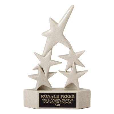 8-3/8 INCH 5 STAR RESIN AWARD TROPHY, BEIGE