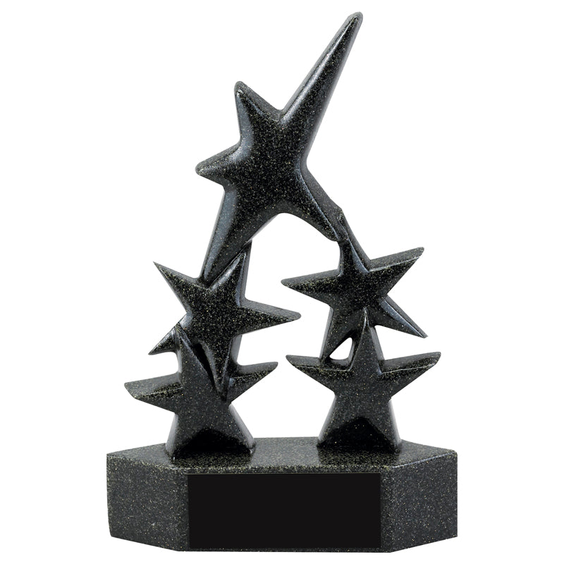 8-3/8 INCH 5 STAR RESIN AWARD TROPHY, BLACK