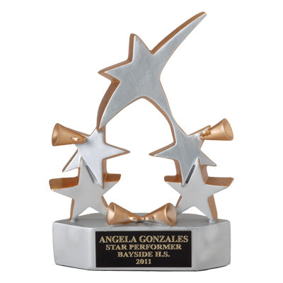 8-3/8 INCH SILVER CHEERLEADER 5  STAR AWARD