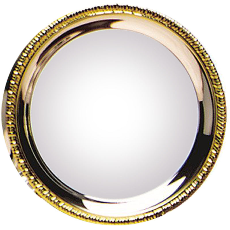 8 INCH DIAMETER GADROON TARNISH PROOF SILVER PLATED ENGRAVABLE TRAY WITH GOLD BORDER