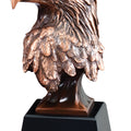 8 INCH BRONZE PLATED AMERICAN EAGLE HEAD TROPHY ON BLACK BASE