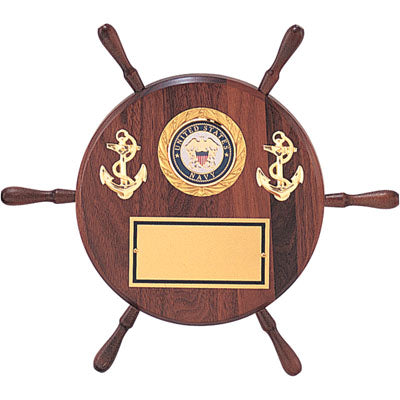 8 INCH GENUINE WALNUT SHIPWHEEL PLAQUE TAKES INSERT