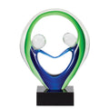 8 INCH HAND BLOWN ART GLASS TWO PEOPLE SCULPTURE PATTERN AWARD