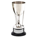 8 INCH NICKEL POLISHED GOLF CUP TROPHY 3 CLUBS ON BLACK BASE
