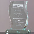 8 INCH SCROLL SHAPED JADED GLASS AWARD