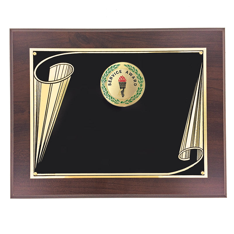 8 X 10 AWARD PLAQUE WITH 2 INCH YEARS OF SERVICE MEDALLION INSERT