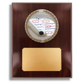 8 X 10 INCH DARK CHERRY WALNUT FINISH PLAQUE HOLDS 4" HOCKEY STONE CAST EMBLEM