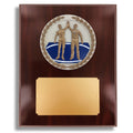 8 X 10 INCH DARK CHERRY WALNUT FINISH PLAQUE HOLDS 4 INCH WRESTLING STONE CAST EMBLEM