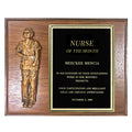 8 X 10 INCH GENUINE WALNUT FINISHED NURSE PLAQUE WITH BLACK SCREENED BRASS PLATE