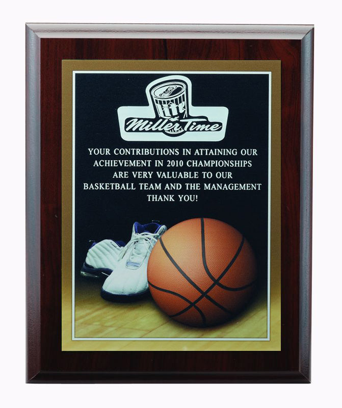 8 X 10 INCH BASKETBALL PHOTO SPORTS PLAQUE WITH LASER ENGRAVED PLATE