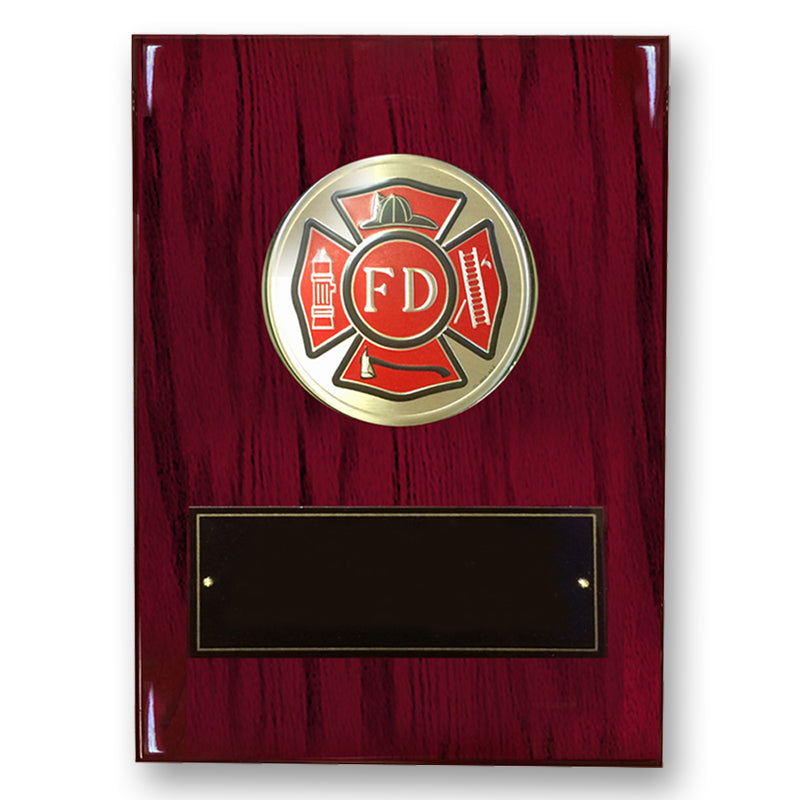 8 X 10 INCH FIRE DEPT. PIANO FINISH CHERRY BOARD PLAQUE