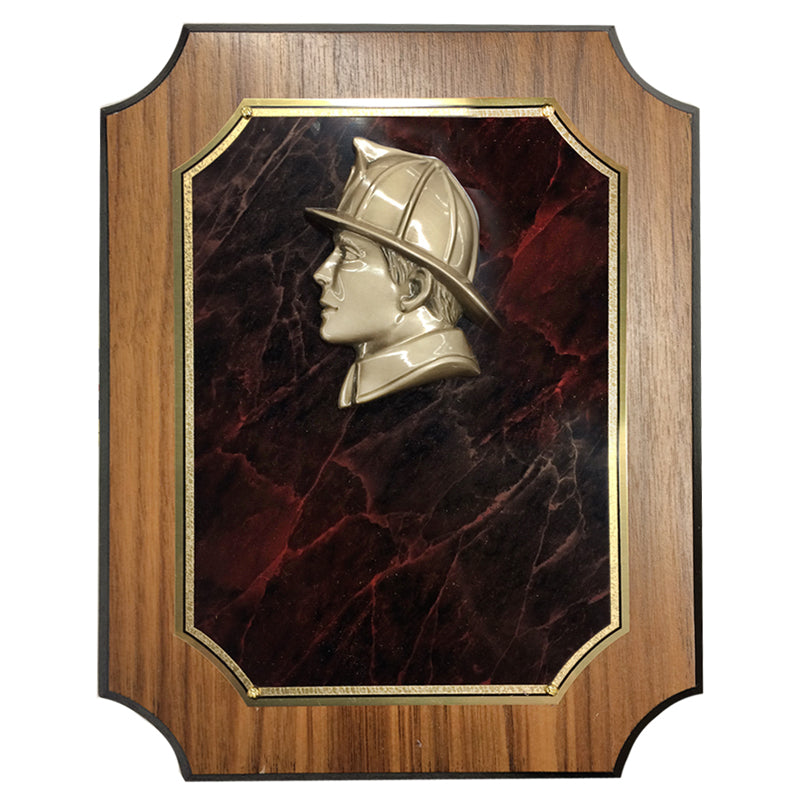 8 X 10 INCH FIREMAN NOTCHED WALNUT VENEER BOARD PLAQUE