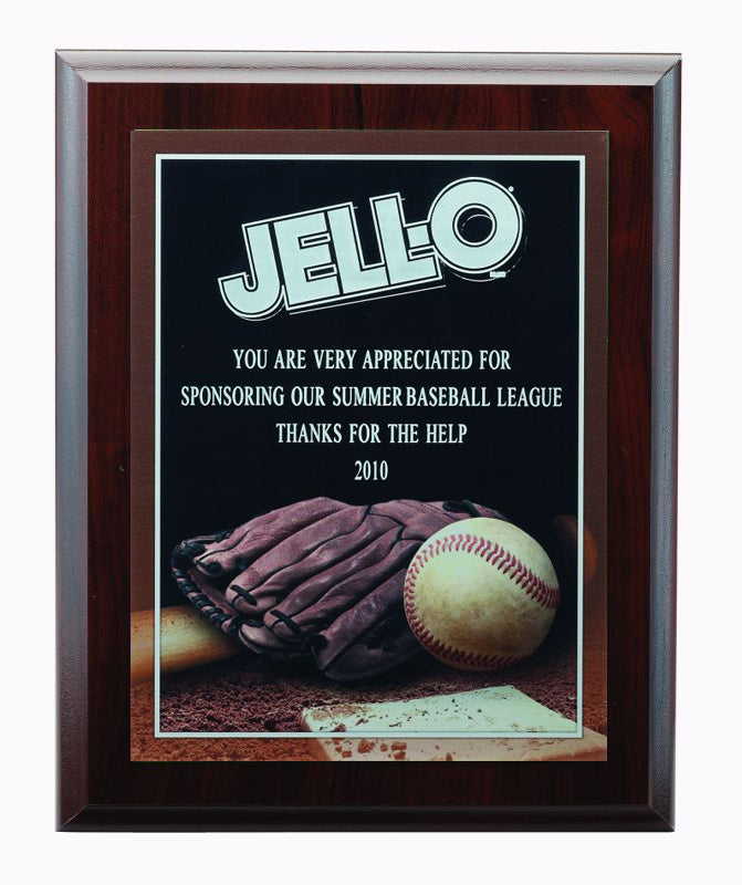 8 X 10 INCH FOOTBALL  PHOTO BASEBALL PLAQUE WITH LASER ENGRAVED PLATE