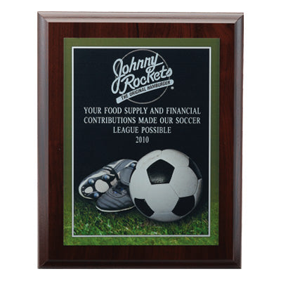 8 X 10 INCH FOOTBALL  PHOTO SPORTS PLAQUE WITH LASER ENGRAVED PLATE