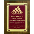 8 X 10 INCH GENUINE WALNUT PLAQUE WITH SCREENED FROSTED PLATE - COLOR OPTIONS