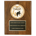 8 X 10 INCH GENUINE WALNUT WITH CAST STONE MEDALLION, BLACK PLATE