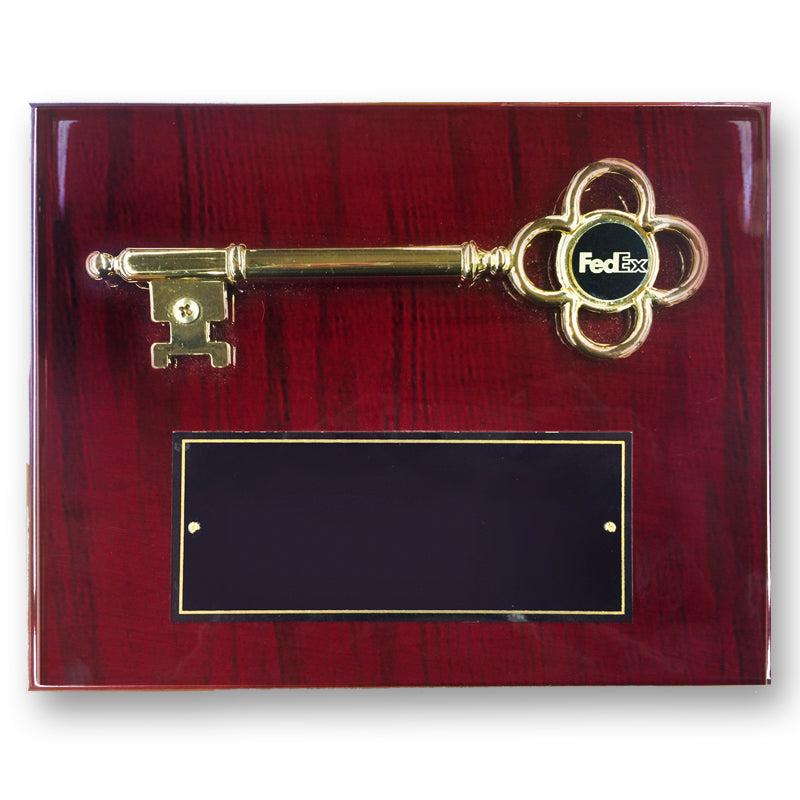 8 X 10 INCH GOLD KEY PLAQUE HOLDS 1 INCH BLACK DISC INSERT
