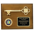 8 X 10 INCH PLAQUE GENUINE WALNUT FINISH WITH METAL KEY, HOLDS 2 INCH INSERT