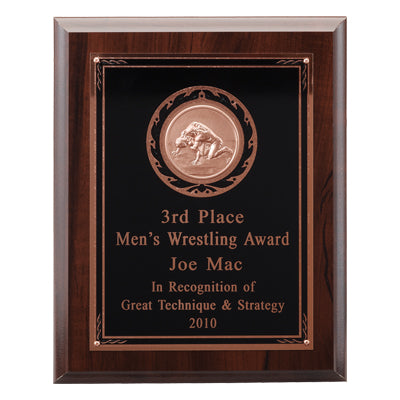 8 X 10 INCH PLAQUE WITH BLACK AND BRONZE PLATE TAKES INSERT