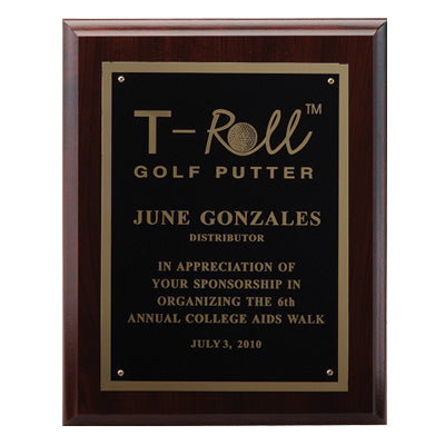 8 X 10 INCH PLAQUE WITH BLACK SCREENED PLATE