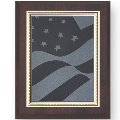 8 X 10 INCH PLAQUE WITH SCREENED U.S. FLAG PLATE