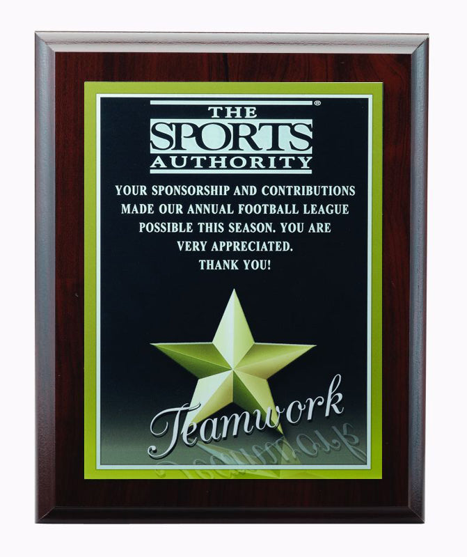 8 X 10 INCH TEAMWORK PHOTO SPORTS PLAQUE WITH LASER ENGRAVED PLATE