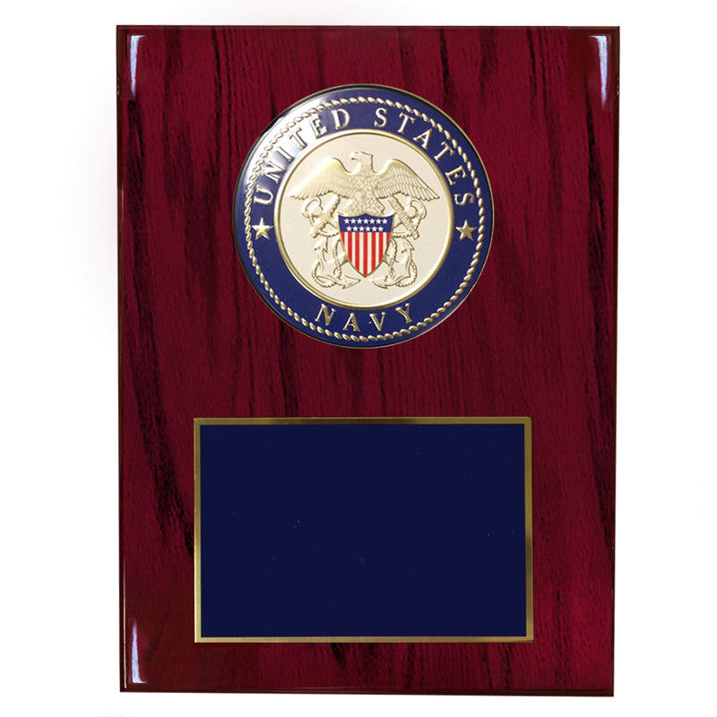 8 X 10 INCH U.S. NAVY PLAQUE WITH 4 INCH EMBOSSED MEDALLION