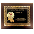 8 X 10 INCH SERVICE IS OUR PASSION AWARD PLAQUE WITH 2 INCH ETCHED ENAMEL BRASS MEDALLION